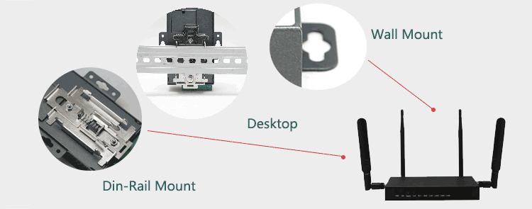 4g enrutadorDin-rail montaje en pared y escritorio Instalación